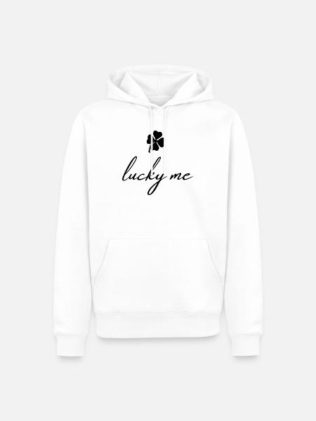 Quelle chance que j’ai | Chemise Trèfle porte-bonheur | Minimaliste - Sweat à capuche Premium bio Homme - blanc