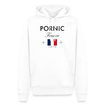Pornic Frankreich Koordinaten Reise Souvenir - Männer Premium Bio Hoodie - Weiß - Vorne - Nico (187cm)