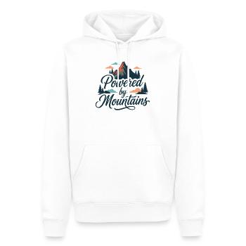 Wandern – Outdoor-Abenteuer – Powered by Mountains - Männer Premium Bio Hoodie - Weiß - Vorne - Nico (187cm)