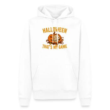 Fête d’Halloween - Halloween C’est mon jeu - Sweat à capuche Premium bio Homme - blanc - Devant - Nico (187cm)