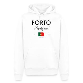 Porto Portugal Koordinaten Reise Souvenir - Männer Premium Bio Hoodie - Weiß - Vorne - Nico (187cm)