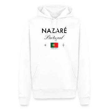 Nazare Portugal Koordinaten Reise Souvenir - Männer Premium Bio Hoodie - Weiß - Vorne - Nico (187cm)