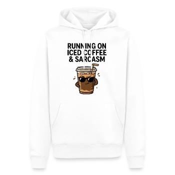 Eiskaffee mit einer Prise Sarkasmus - Männer Premium Bio Hoodie - Weiß - Vorne - Nico (187cm)