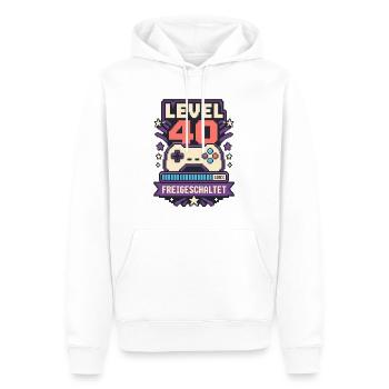 Level 40 erreicht – Gaming Geburtstag Spruch - Männer Premium Bio Hoodie - Weiß - Vorne - Nico (187cm)