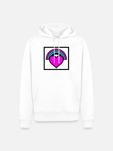 Regenbogen Herz Rahmen Logo - Männer Premium Bio Hoodie - Weiß