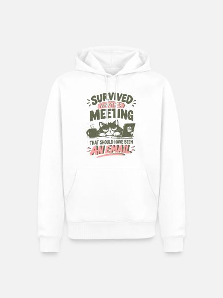 Überlebte Meeting-Email - Männer Premium Bio Hoodie - Weiß