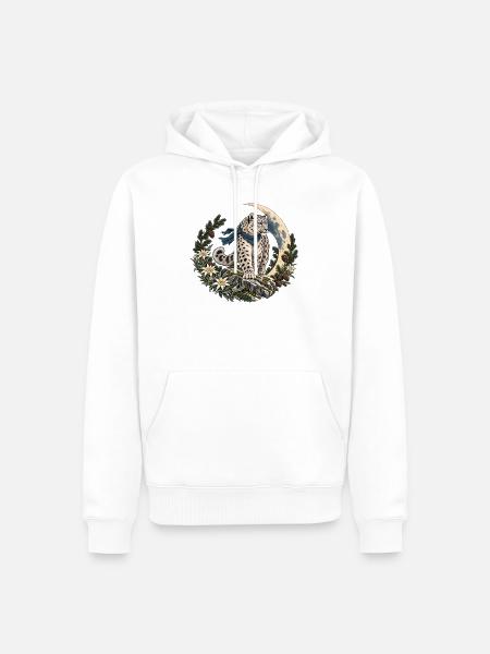 Schneeleopard im alpinen Mondlicht - Männer Premium Bio Hoodie - Weiß