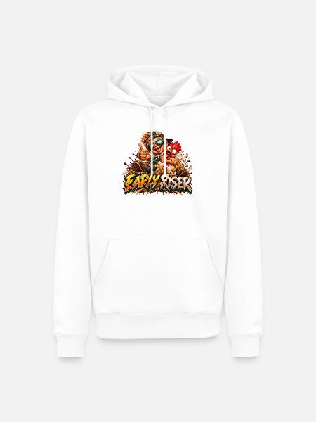 Frühaufsteher Freundschaft Huhn - Männer Premium Bio Hoodie - Weiß