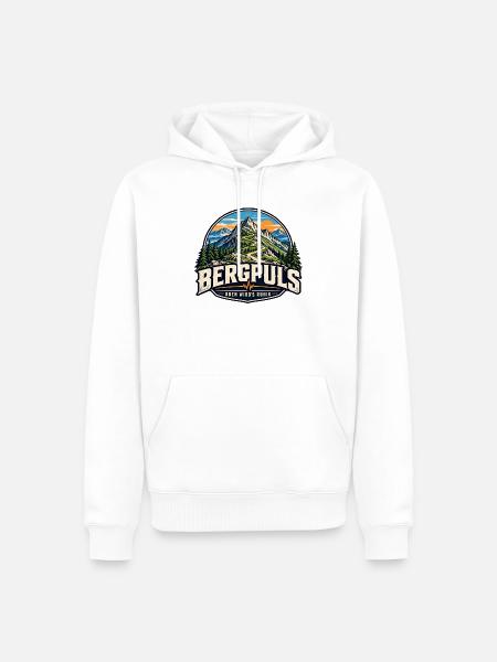 Bergpuls – Oben wird es ruhig - Männer Premium Bio Hoodie - Weiß