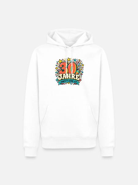 30 Jahre – Konfetti kann ich - Männer Premium Bio Hoodie - Weiß