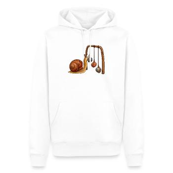 Schnecke mit Kiesel-Mobile - Männer Premium Bio Hoodie - Weiß - Vorne - Nico (187cm)