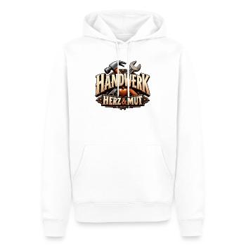 Handwerk, Herz & Mut Geschenk für Beruf Ausbildung - Männer Premium Bio Hoodie - Weiß - Vorne - Nico (187cm)