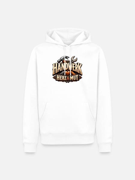 Handwerk, Herz & Mut Geschenk für Beruf Ausbildung - Männer Premium Bio Hoodie - Weiß