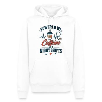 Kaffee Kraft NachtSchicht - Männer Premium Bio Hoodie - Weiß - Vorne - Nico (187cm)