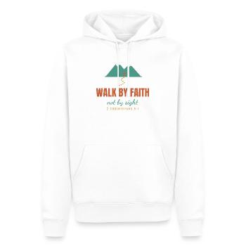 Walk By Faith Not By Sight – 2 Corinthians 5:7 - Männer Premium Bio Hoodie - Weiß - Vorne - Nico (187cm)