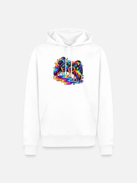 Schmelzender Neon-Controller – Gaming Design - Männer Premium Bio Hoodie - Weiß