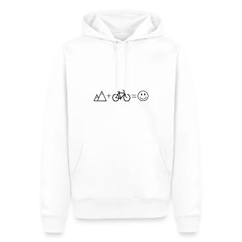 Berge + Fahrrad = Glück - Männer Premium Bio Hoodie - Weiß - Vorne - Nico (187cm)