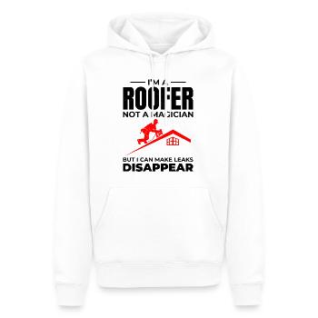 Couvreur Couvreur Réparation de toiture Entrepreneur mécanicien - Sweat à capuche Premium bio Homme - blanc - Devant - Nico (187cm)