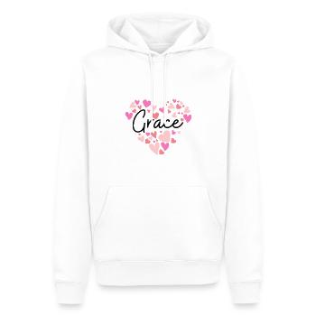 J’aime Grace - Sweat à capuche Premium bio Homme - blanc - Devant - Nico (187cm)