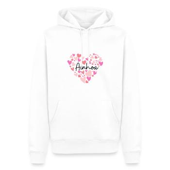 J’aime Ainhoa - des cœurs pour Ainhoa - Sweat à capuche Premium bio Homme - blanc - Devant - Nico (187cm)