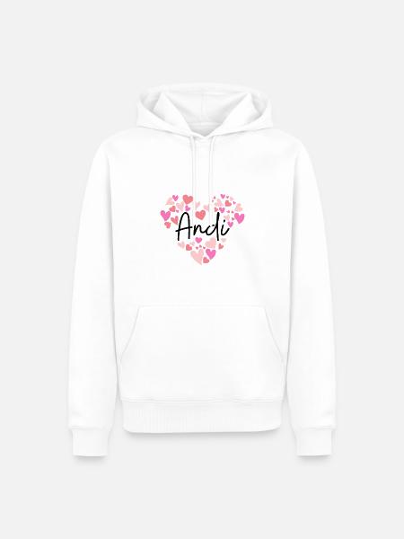I love Andi - hearts for Andi - Men’s Premium Organic Hoodie - white