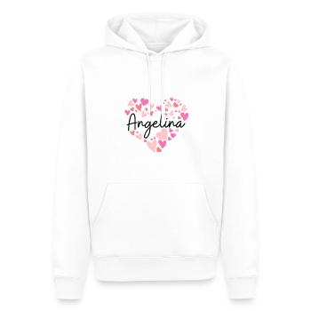 J’aime Angelina - cœurs pour Angelina - Sweat à capuche Premium bio Homme - blanc - Devant - Nico (187cm)