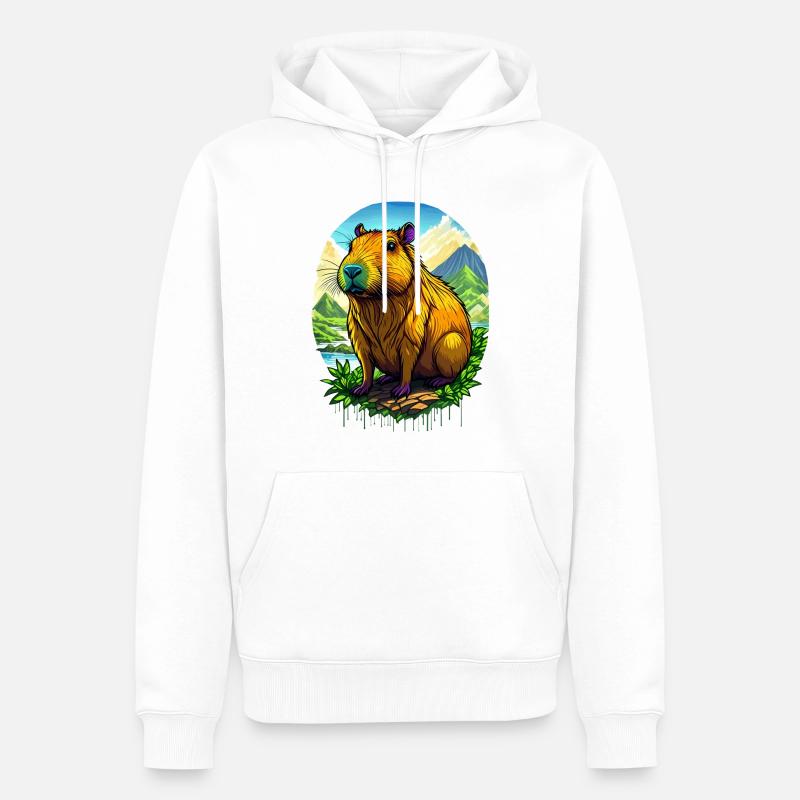 Capybara ou capybara - Sweat à capuche Premium bio Homme - blanc