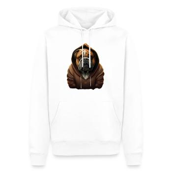 The Cool Sweater Bulldog - Men’s Premium Organic Hoodie - white - Front - Nico (187cm)