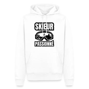 skieur passionné - Sweat à capuche Premium bio Homme - blanc - Devant - Nico (187cm)