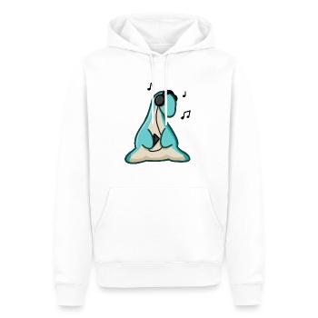 Dinosaure hugadino écoutant de la musique, dinosaure mignon - Sweat à capuche Premium bio Homme - blanc - Devant - Nico (187cm)