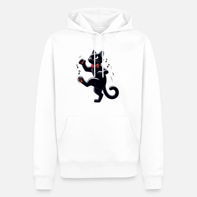 Chat noir qui danse - Sweat à capuche Premium bio Homme - blanc