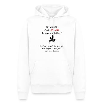 cadeau stop violence moustique sur mes burnes paix - Sweat à capuche Premium bio Homme - blanc - Devant - Nico (187cm)