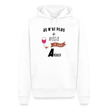 Je n'ai plus de rhésus je suis A péritif - Apéro - Sweat à capuche Premium bio Homme - blanc - Devant - Nico (187cm)