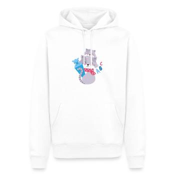 Kitten with school cone school enrollment - Men’s Premium Organic Hoodie - white - Front - Nico (187cm)