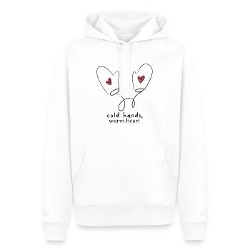 Weihnachten / Spruch / Cold hands, warm heart - Männer Premium Bio Hoodie - Weiß - Vorne - Nico (187cm)