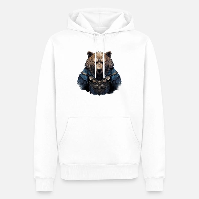 Wikinger Bär - Männer Premium Bio Hoodie - Weiß