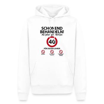 40. Geburtstag Lehrer mit Spruch - Männer Premium Bio Hoodie - Weiß - Vorne - Nico (187cm)