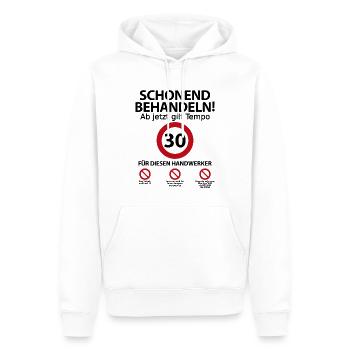 30. Handwerker Geburtstag mit Spruch - Männer Premium Bio Hoodie - Weiß - Vorne - Nico (187cm)