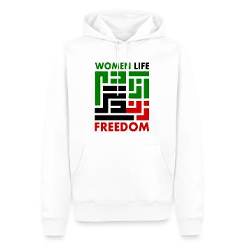 women life freedom Zan zendegi azadi - Sweat à capuche Premium bio Homme - blanc - Devant - Nico (187cm)