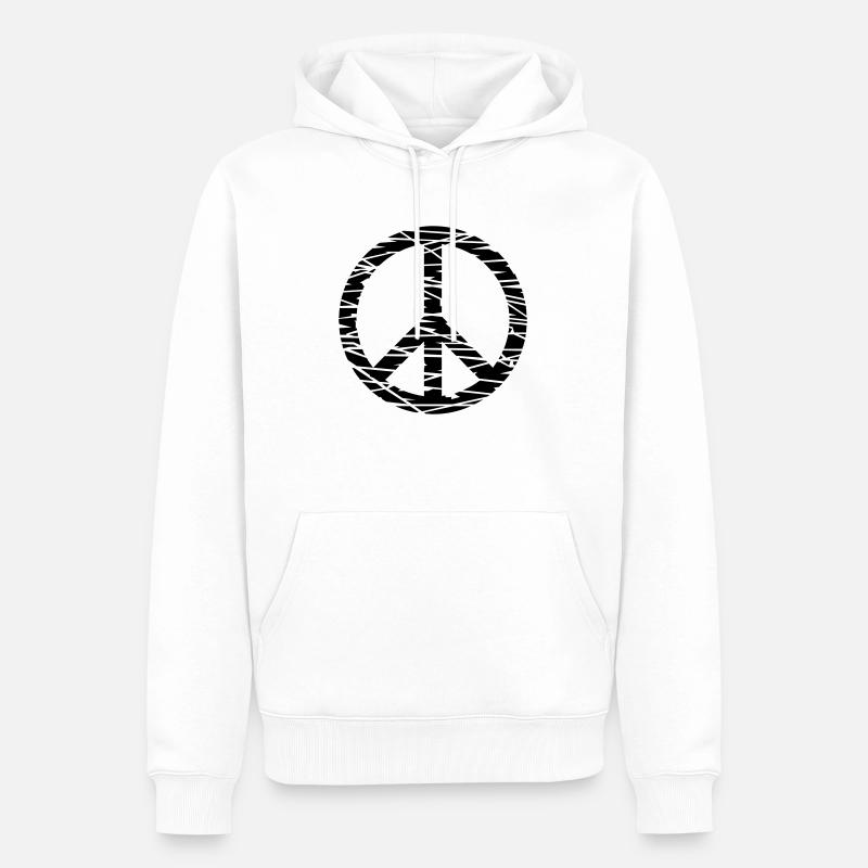 Frieden / peace (grunge, 1c) - Männer Premium Bio Hoodie - Weiß