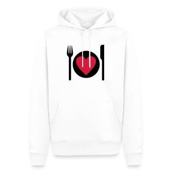 essen - Männer Premium Bio Hoodie - Weiß - Vorne - Nico (187cm)