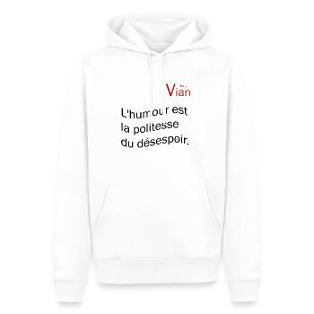 citation de Vian - Sweat à capuche Premium bio Homme - blanc - Devant - Nico (187cm)