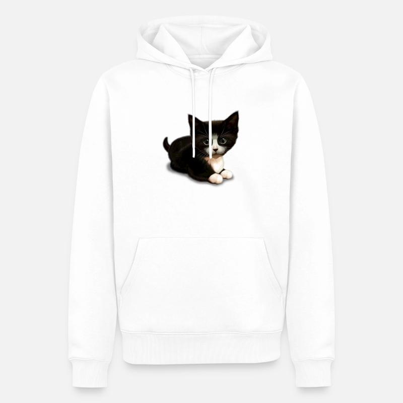 MIGNON CHAT (Blanc) - Sweat à capuche Premium bio Homme - blanc