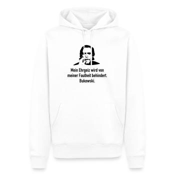 Bukowski: Mein Ehrgeiz wird von meiner Faulheit b - Männer Premium Bio Hoodie - Weiß - Vorne - Nico (187cm)