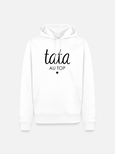 TATA AU TOP - Sweat à capuche Premium bio Homme - blanc