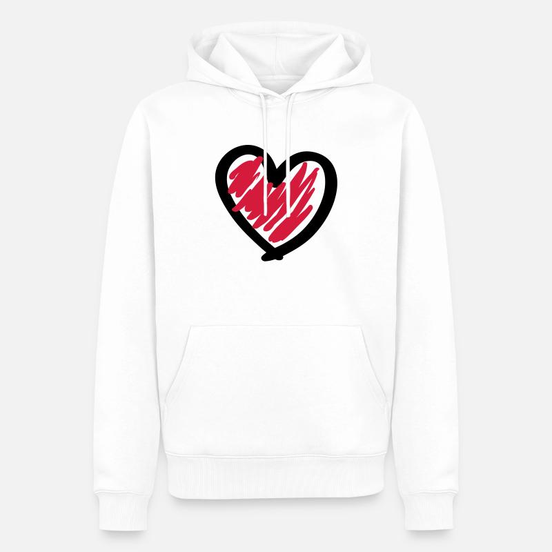 Cool Heart - Männer Premium Bio Hoodie - Weiß