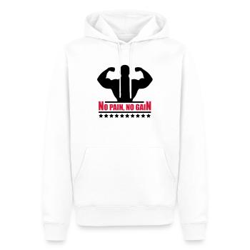 pain_gain_c2 - Sweat à capuche Premium bio Homme - blanc - Devant - Nico (187cm)