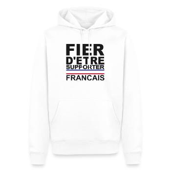 Supporter francais france Allez - Sweat à capuche Premium bio Homme - blanc - Devant - Nico (187cm)