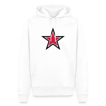 étoile rouge vif avec de fortes contour noir - Sweat à capuche Premium bio Homme - blanc - Devant - Nico (187cm)