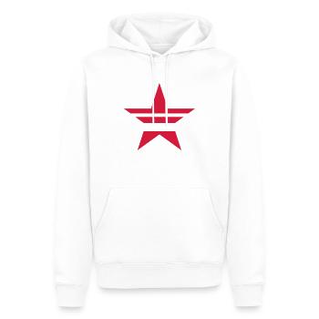SHARP découpe rouge STAR - Sweat à capuche Premium bio Homme - blanc - Devant - Nico (187cm)